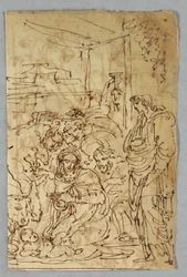 Adorazione dei pastori; Arcangelo San Michele dopo Raffaello; Santa Margherita dopo Raffaello; Aloof de Wignancourt di Caravaggio; Putti; Studio del diluvio; Verso: Disposizione dopo Volterra; Santa Cecilia dopo Raffaello; Parte del matrimonio di Enrico IV