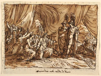 Design del soffitto, Alessandro e la famiglia di Dario, la clemenza di Alessandro, Sala di Alessandro, Palazzo Naldi, Faenza