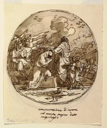 Disegno, Progetto di soffitto per la consacrazione di Numa, Sala di Numa Pompilio, Palazzo Milzetti, Faenza, 1802-05