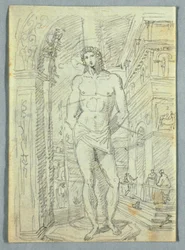 Disegno, studi di teste e mani di donne e bambini, 1810-20