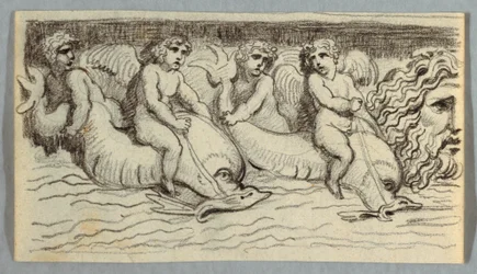 Fregio con delfini e putto