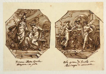 Giunone allatta Ercole, Ebe sposa Ercole con l