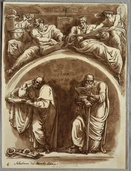Lunetta con i santi Pietro e Paolo, Matteo e il profeta Isaia, studio dopo Sebastiano del Piombo
