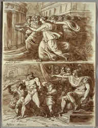 La vestale Tuccia porta acqua nel setaccio; Due studi dopo Polidoro da Caravaggio