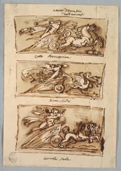 Tre pannelli con cupidi