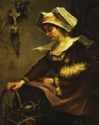 Giovane donna bretone e fuso