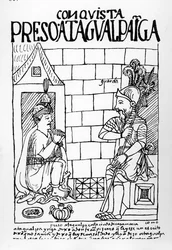 Atahualpa Inca nella sua prigione a Cajamarca