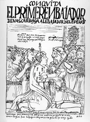 Martin de Ayala saluta Francisco Pizarro e Diego de Almagro