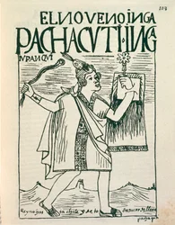 Ritratto del grande imperatore inca Pachacutec (disegno a inchiostro)