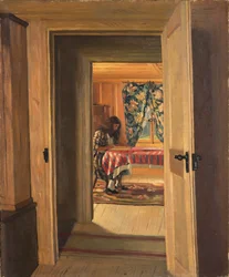 Interno con una giovane ragazza che scrive, 1905