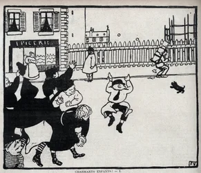 Bambini adorabili! (ehi vetraio...) disegno di Felix Vallotton (1865-1925) in "Le rire" del 1898 - Collezione privata