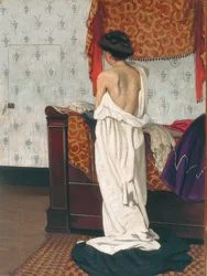 Nudo di schiena in un interno