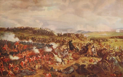 Carica dei corazzieri francesi a Waterloo, 1874, c1915