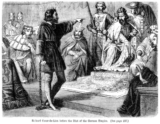 Re Riccardo I 1157-1199 davanti alla Dieta dell