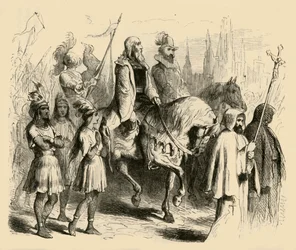 Colombo e il suo seguito che entra a Barcellona, 1877