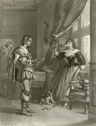 Le allegre comari di Windsor. Atto III, Scena IV (incisione)