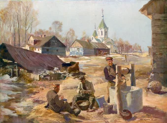 Lavoro pacifico dietro il fronte in Polonia russa