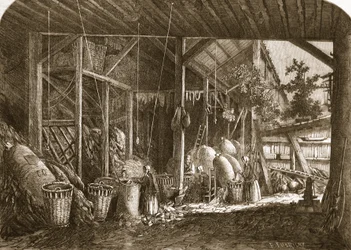 Un magazzino di stracci nel Quartiere Mouffetard, a Parigi, illustrazione da 