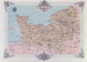 Mappa della Normandia, dal 1° volume di La Normandie Illustree, incisa da Charpentier, pubblicata a Nantes 1852