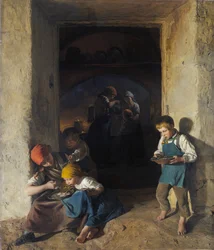 Bambini che ricevono la colazione