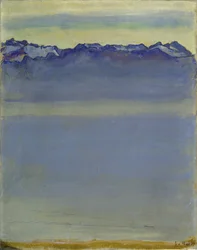 Lago di Ginevra con le Alpi di Savoia