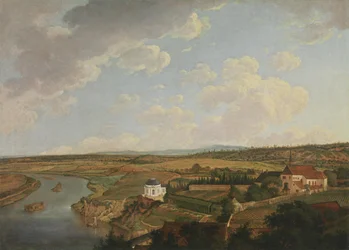 Veduta dal castello di Aschaffenburg verso il Tempio della colazione e il monastero dei Cappuccini (Ciclo di Aschaffenburg)