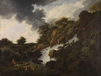 Paesaggio montano con cascata