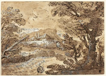 Paesaggio con casa in lontananza