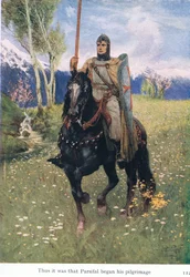 Così fu che Parsifal iniziò il suo pellegrinaggio, illustrazione da The Stories of Wagners Operas