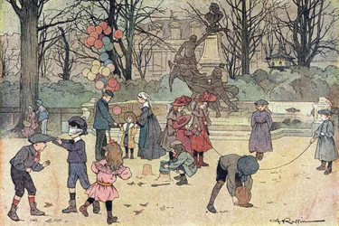 Giochi di colin-aillard, salto della corda, pallone e sabbia nel giardino pubblico, in Imagier de l