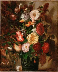 Fiori in un vaso di terracotta (dipinto su tela)