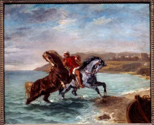 Cavalli che escono dal mare. Dipinto di Eugène Delacroix (1798-1863)