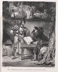 Illustrazioni per Faust: Mefistofele visita Faust, 1828