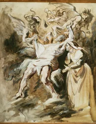 Giobbe tormentato dai demoni (dipinto su tela)