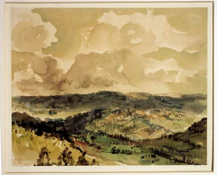 Veduta panoramica delle colline boscose intorno a Croze. Acquerello di Eugene Delacroix (1798-1863) intorno al 1855