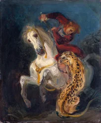 Cavaliere attaccato da un giaguaro