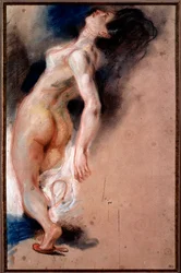 Studio di una donna nuda rovesciata; studio di uno schiavo per La morte di Sardanapalo
