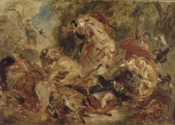 La caccia al leone, ca 1854