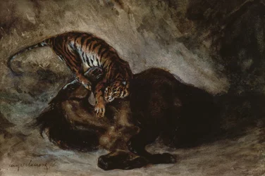 Tigre che attacca un cavallo