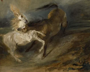 Due Cavalli che Combattono in un Paesaggio Tempestoso, c.1828