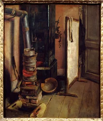 Angolo del laboratorio, la stufa da pittura