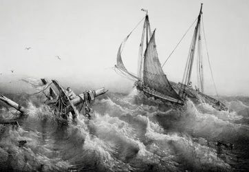 Dopo la tempesta, di Ferdinand Perrot (1808-1841), litografia