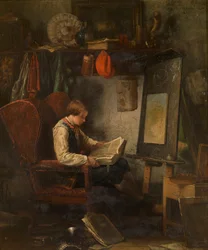 Giovane artista in uno studio