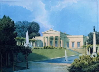 Vista di Charlottenhof dal giardino, 1855