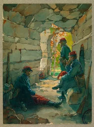 Soldati di fanteria a riposo, route de Vailly
