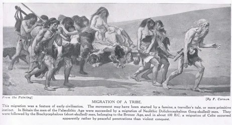 Migrazione di una tribù, illustrazione da «Storia delle nazioni di Hutchinson», 1910 circa