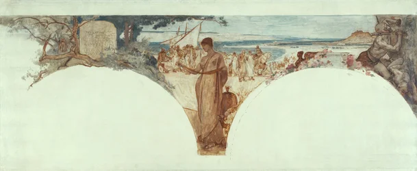 Schizzo per il Salon des Lettres, Hôtel de Ville, Parigi: Storia della scrittura, i tempi antichi, ca. 1889