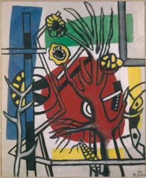Albero su sfondo rosso