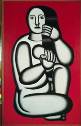 Nudo femminile su sfondo rosso