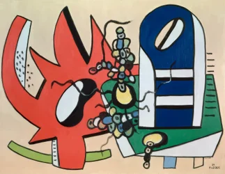 Natura morta in rosso e blu